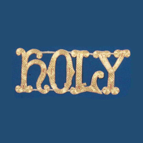 Hand Embroidered Gold MetallicBeau Veste Applique Holy 10-1310 is 4" x 11"
