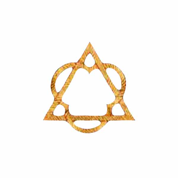 Beau Veste Applique Trinity 10-1330 hand embroidered gold metallic Triangle & Trefoil applique