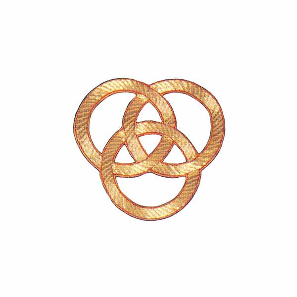Hand Embroidered Gold Metallic Beau Veste Applique Trinity 10-1340 Three Interwoven Circles Trinity Symbol Applique