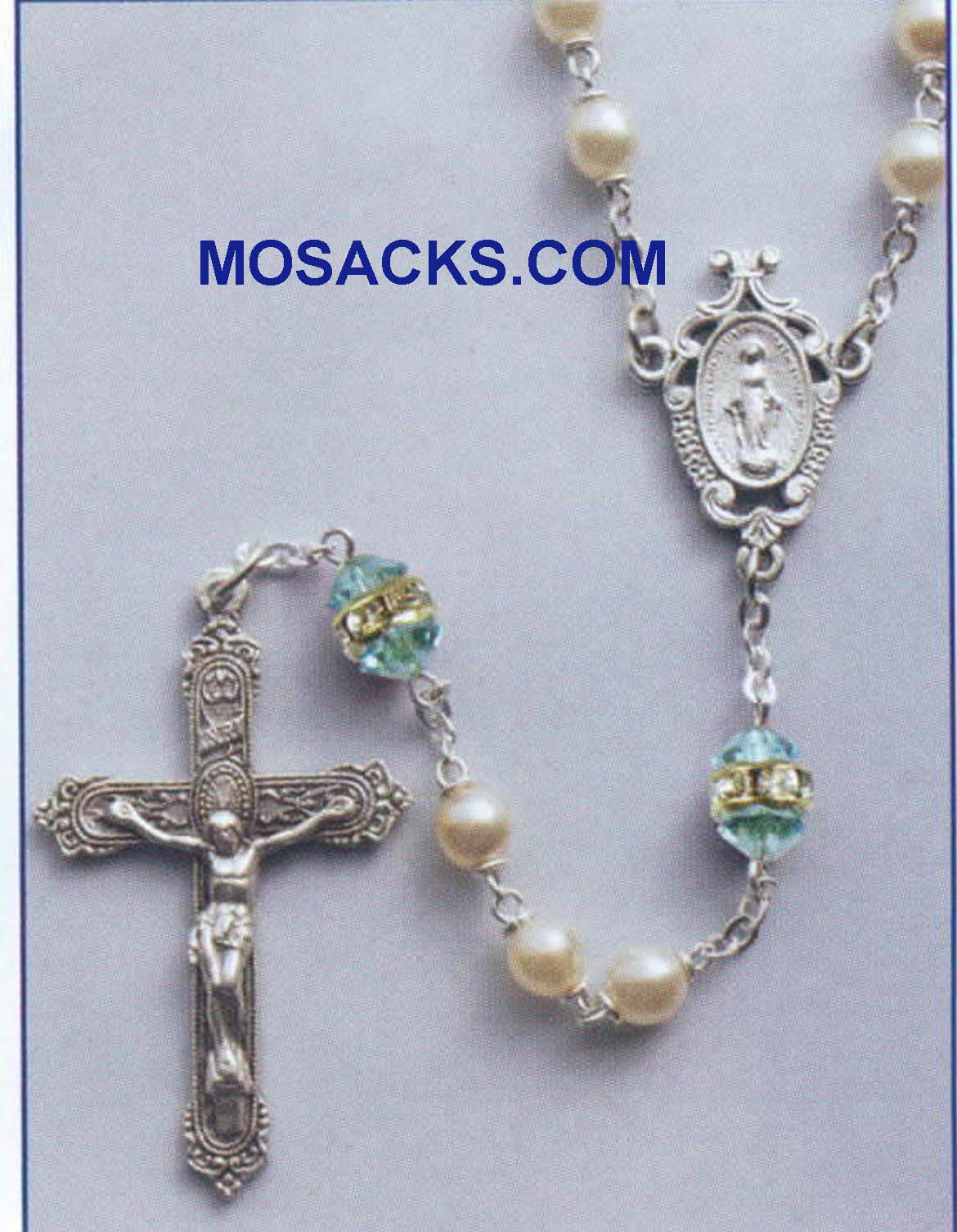 March Birthstone Rosary Aqua-41298AQ 