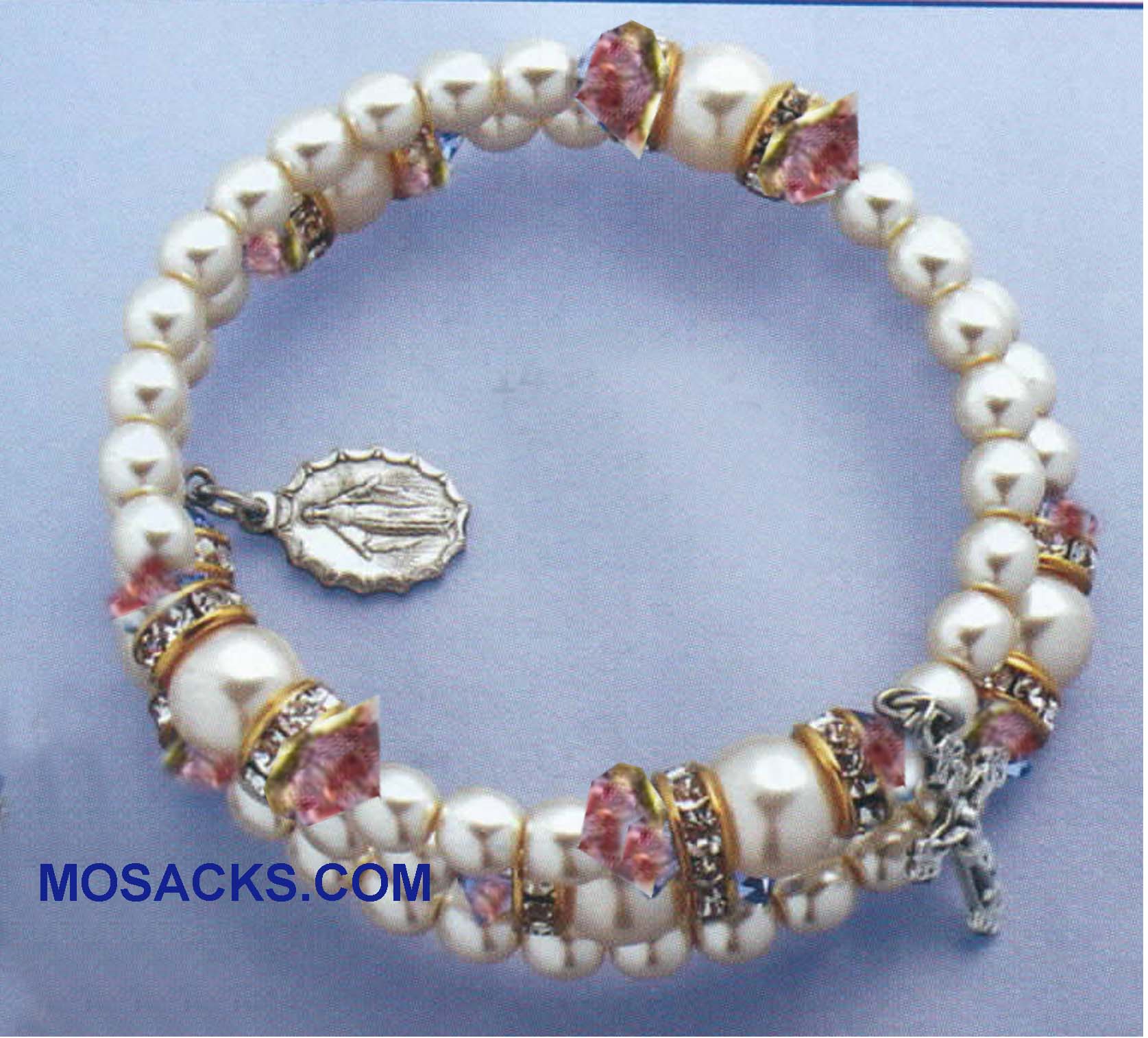 Birthstone Rosary Spiral Bracelet Light Amethyst