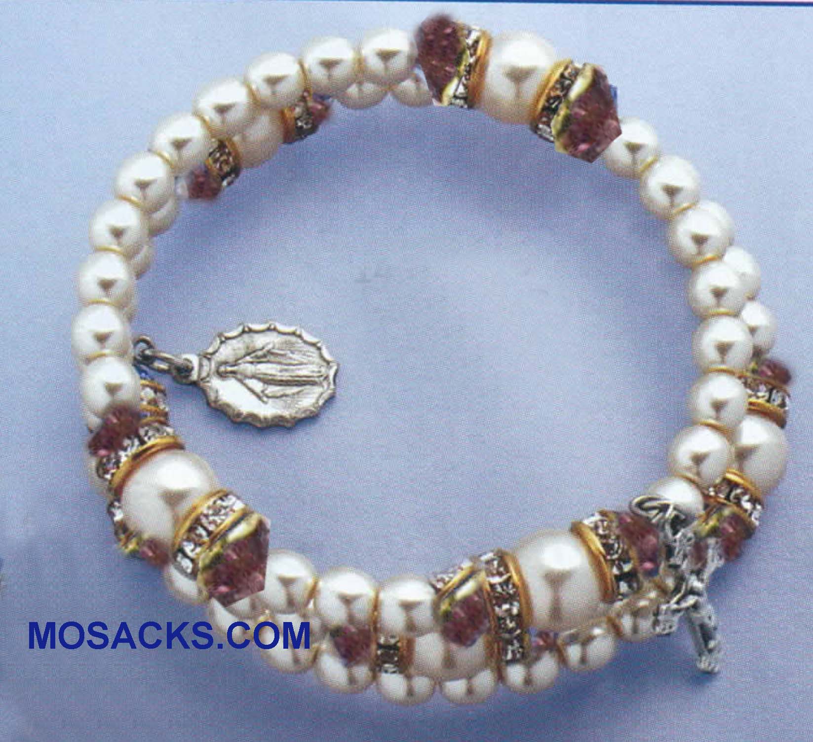 Birthstone Rosary Spiral Bracelet Amethyst