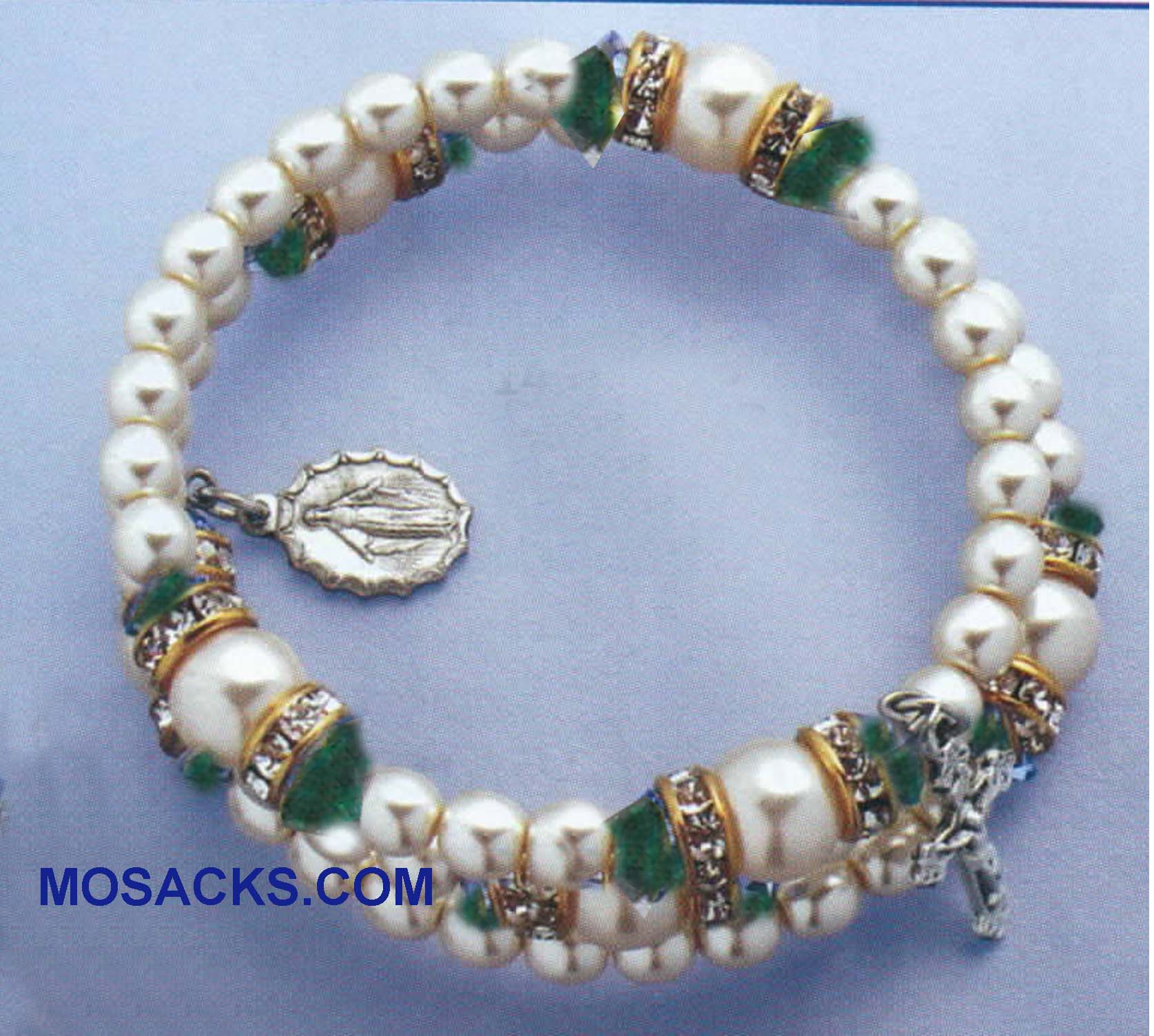 Birthstone Rosary Spiral Bracelet Emerald