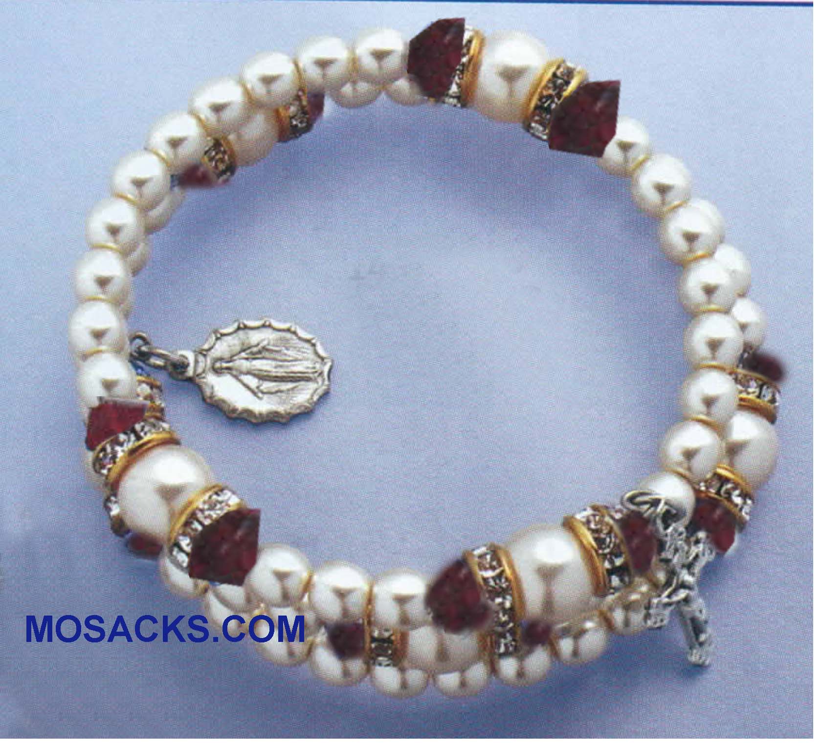 Birthstone Rosary Spiral Bracelet Garnet