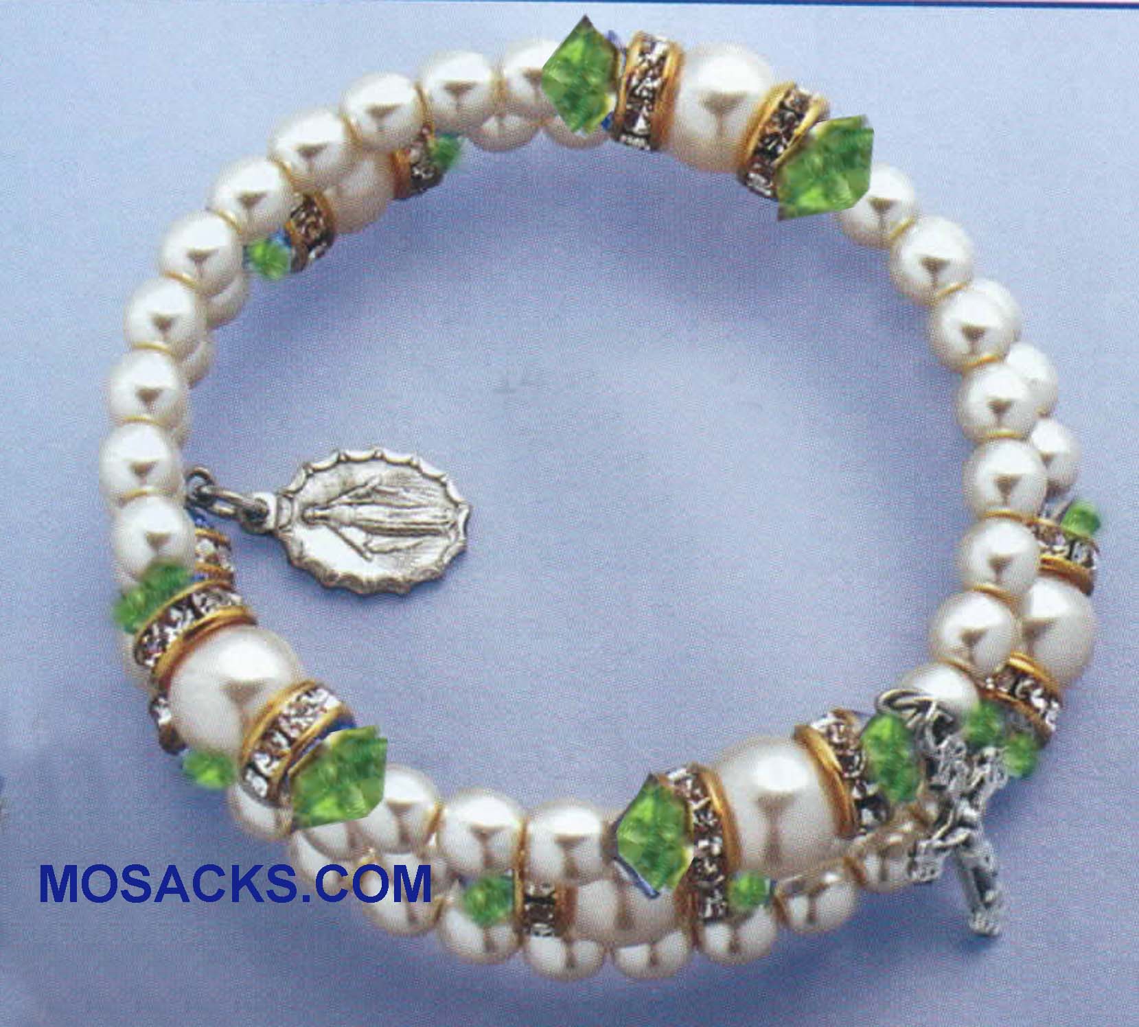 Birthstone Rosary Spiral Bracelet Peridot