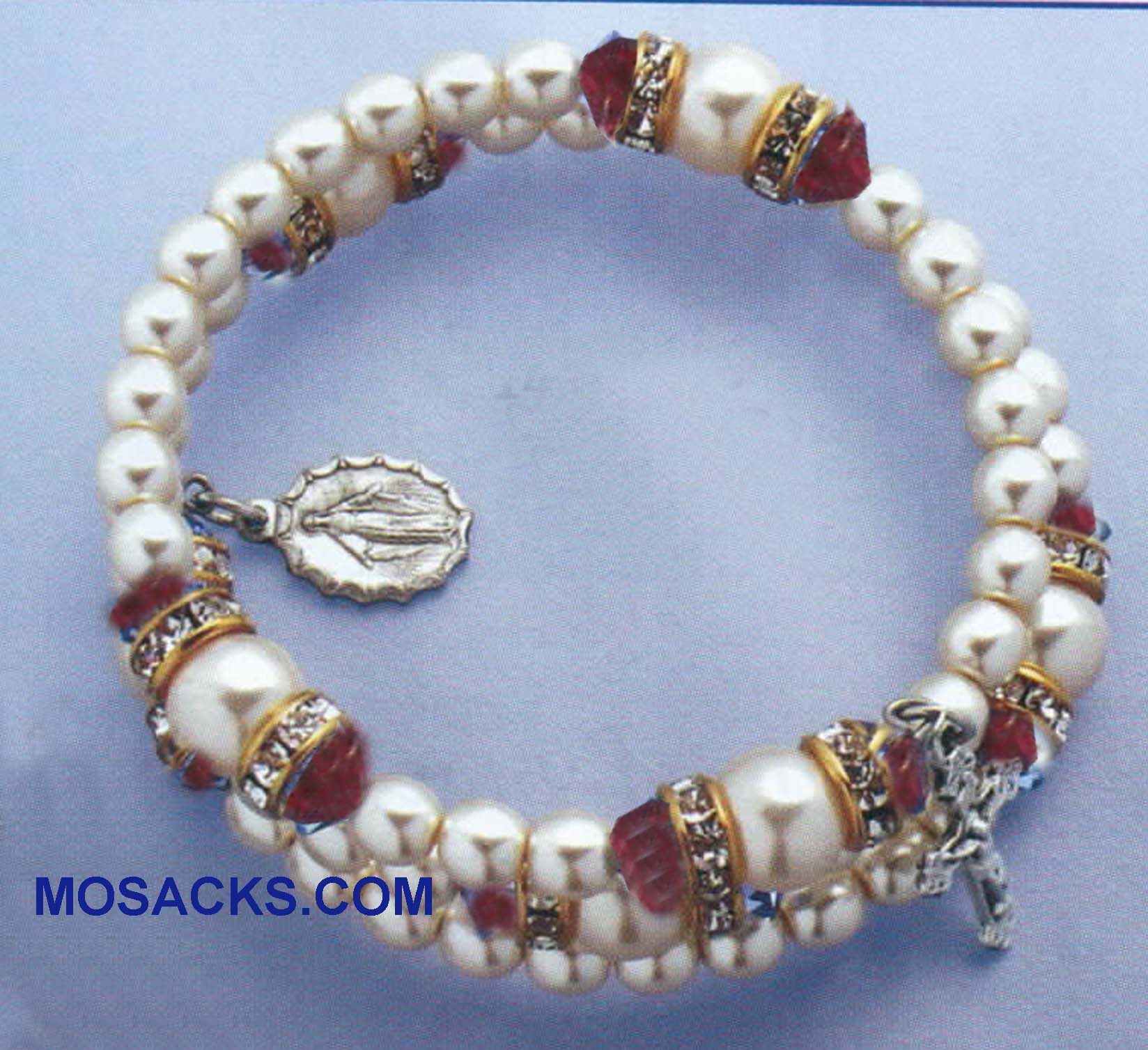 Birthstone Rosary Spiral Bracelet Ruby
