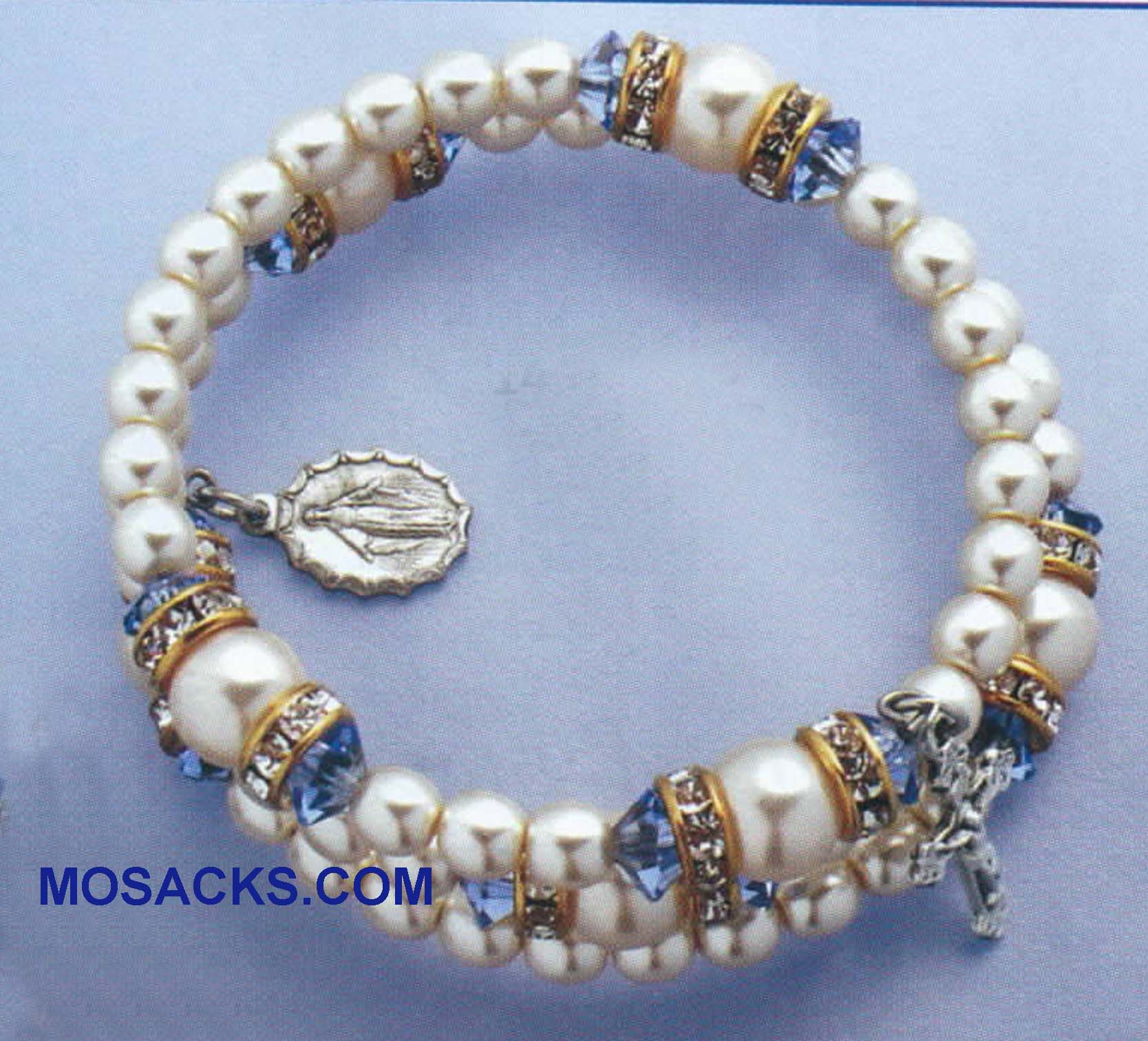 Birthstone Rosary Spiral Bracelet Sapphire