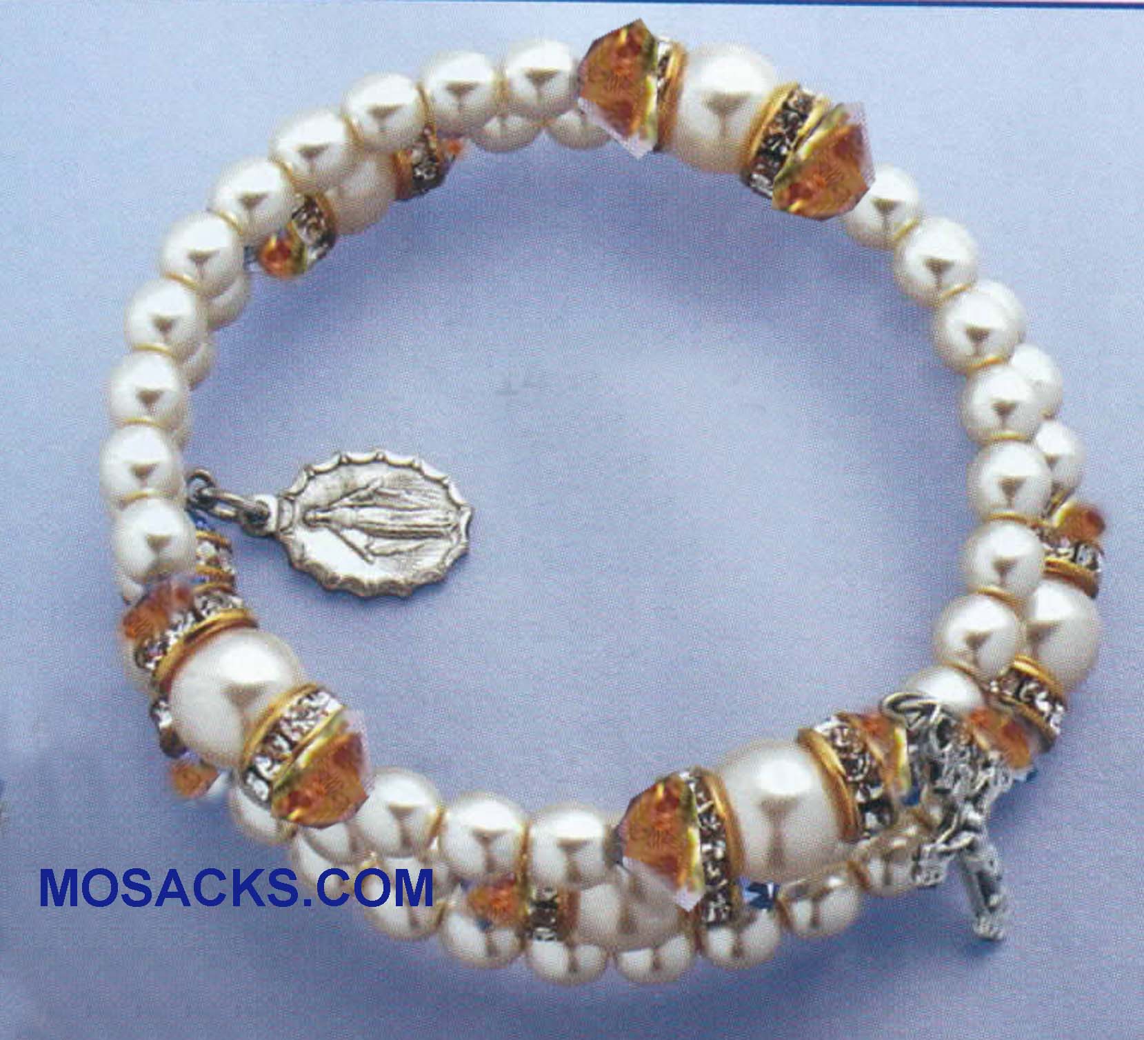 Birthstone Rosary Spiral Bracelet Topaz