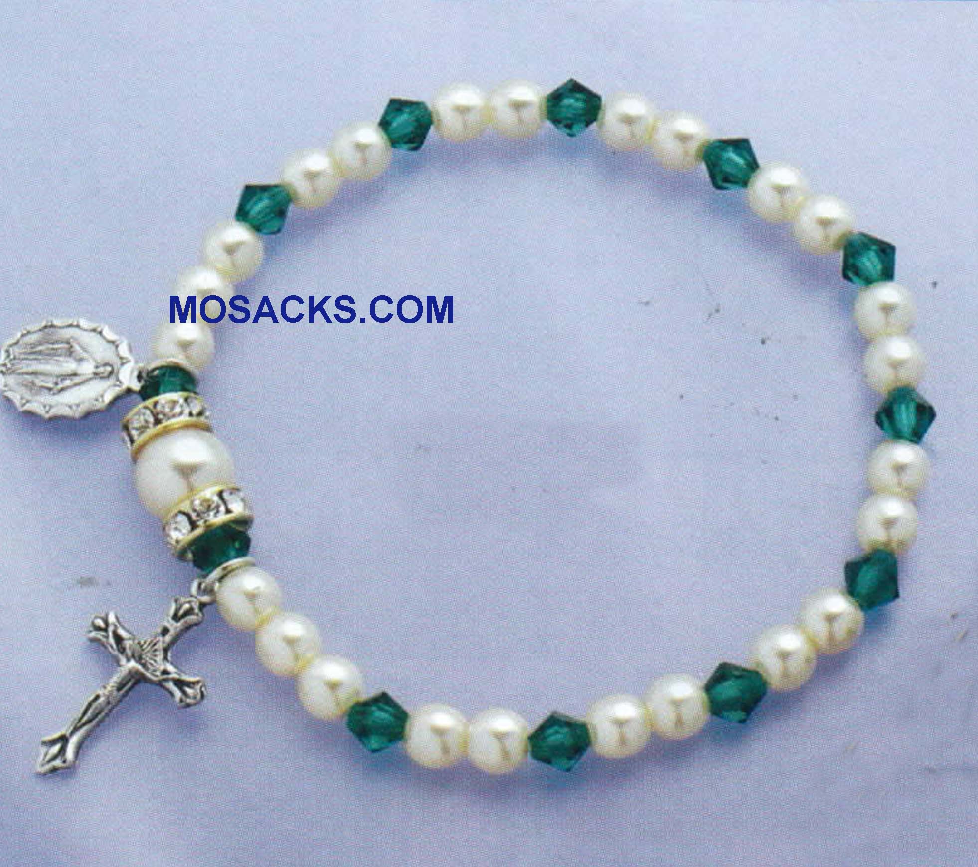 Birthstone Rosary Stretch Bracelet Emerald