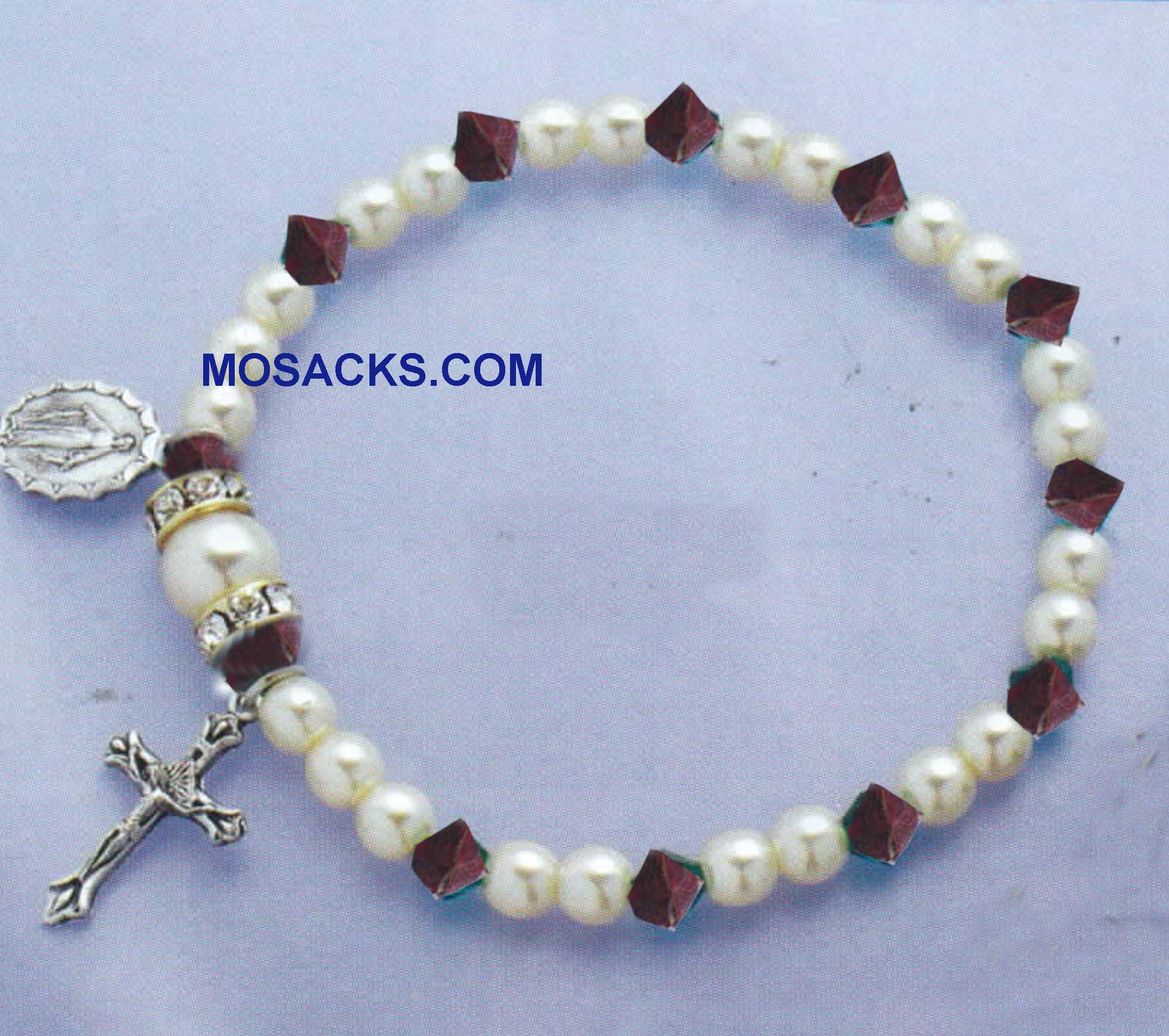 Birthstone Rosary Stretch Bracelet Garnet