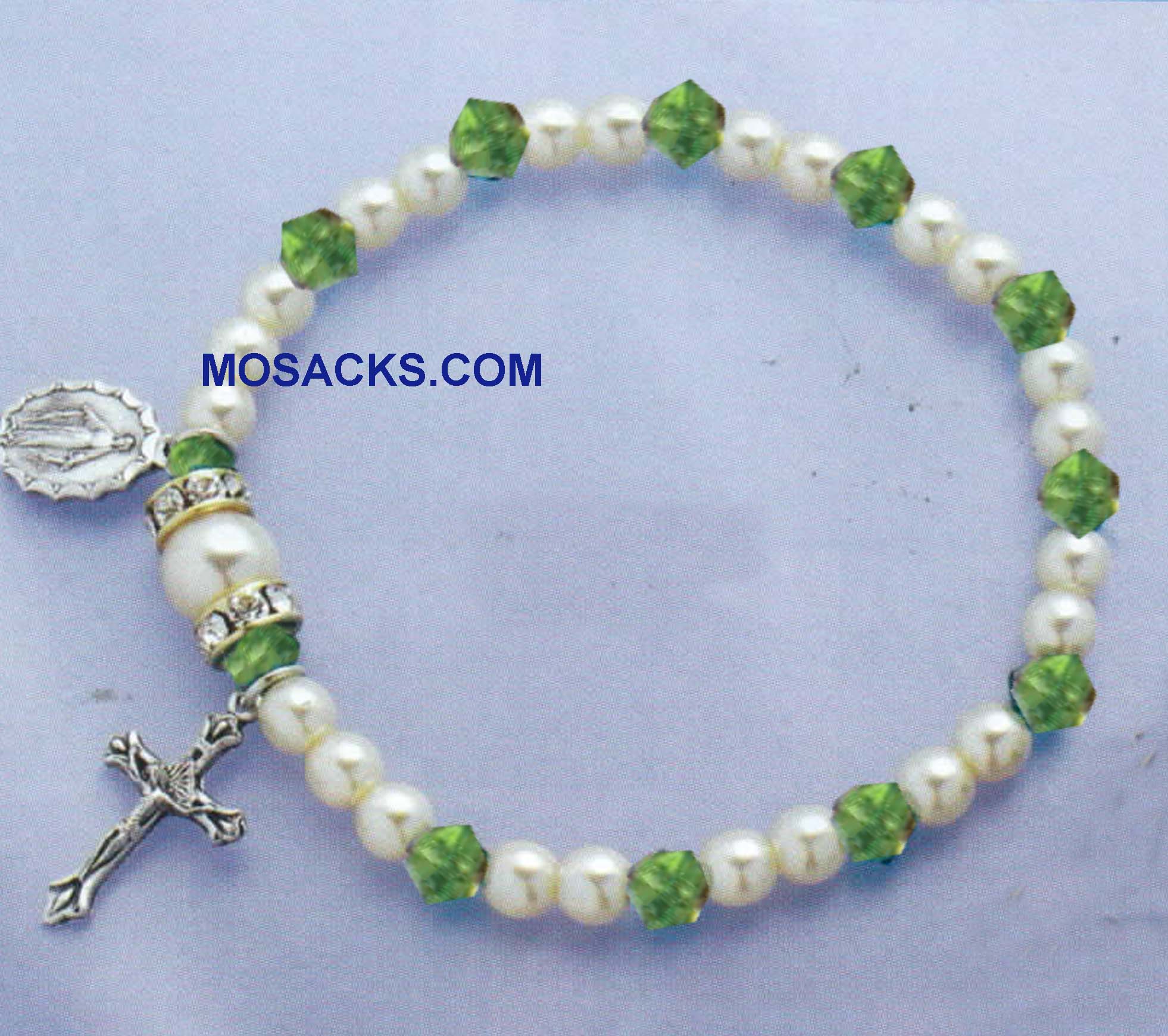 Birthstone Rosary Stretch Bracelet Peridot