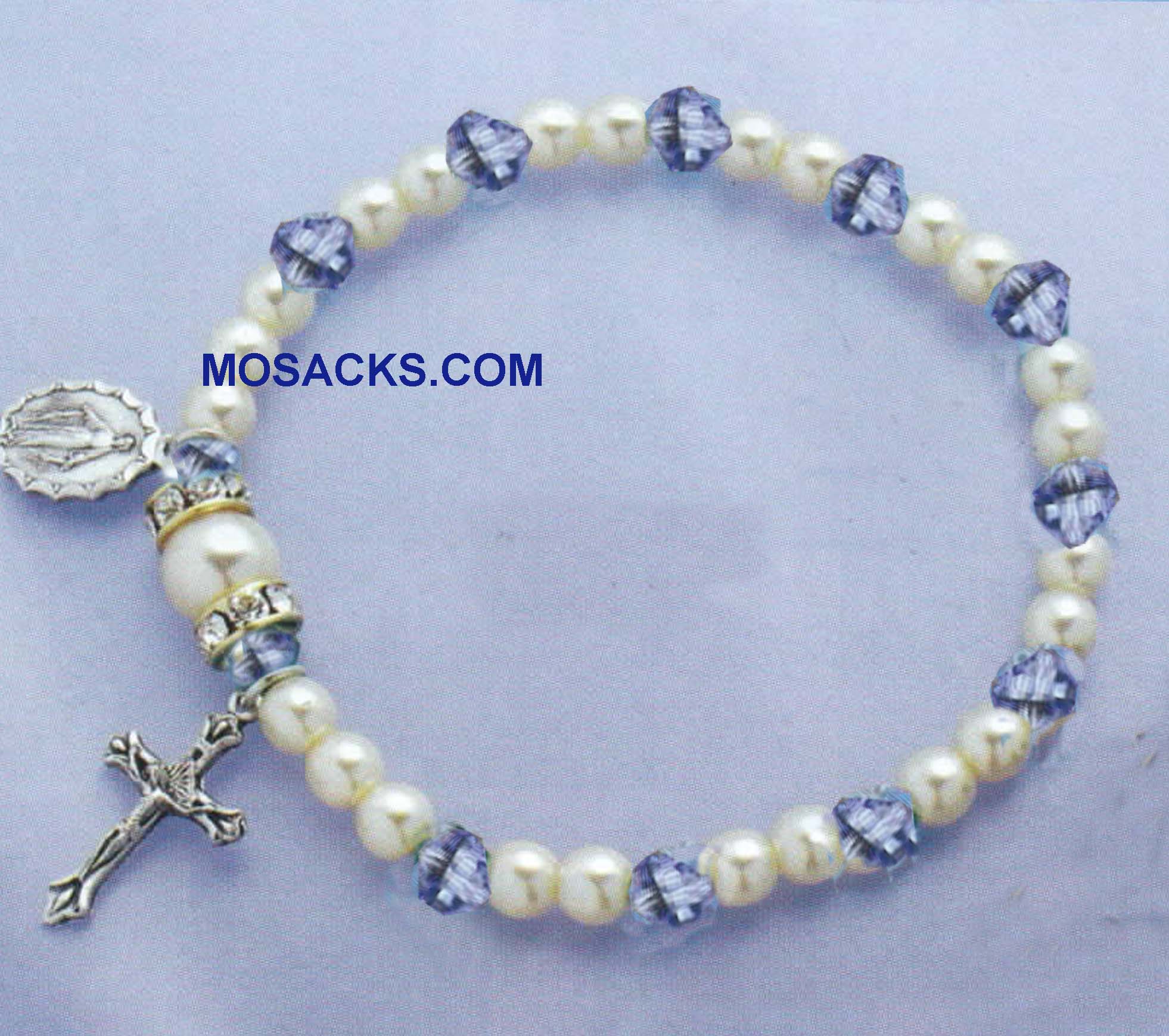 Birthstone Rosary Stretch Bracelet Sapphire