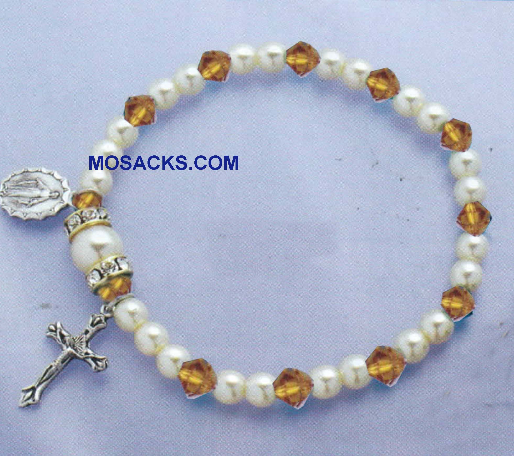 Birthstone Rosary Stretch Bracelet Topaz