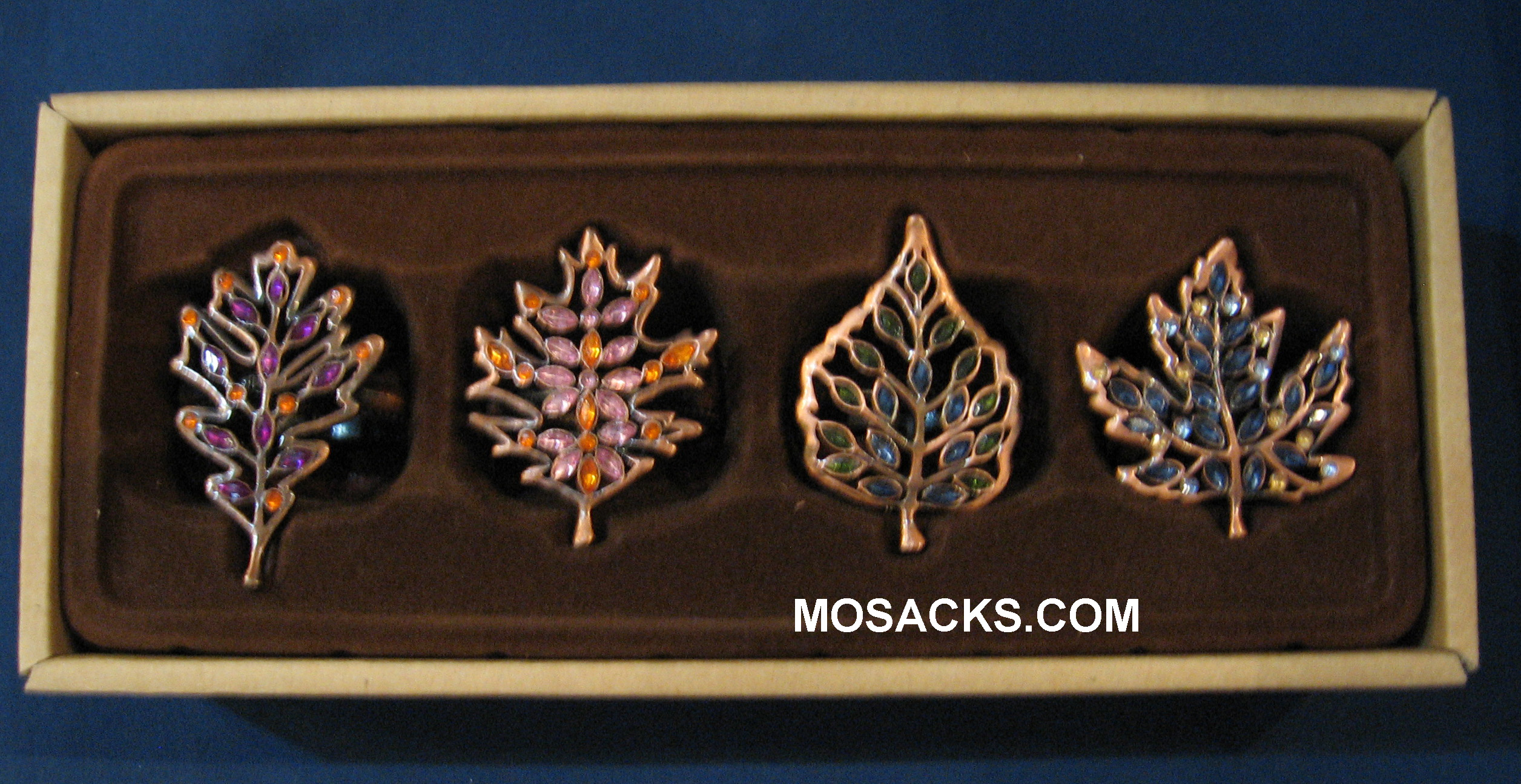 Bronze colored Metal Fall Leaf Napkin Rings 2" 451224