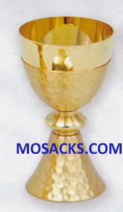 Chalice - Gold Plated Hammered Finish Chalice is 6" H and 3-3/8" dia. Cup with 8 oz. cap. 14-K198 ?FREE SHIPPING