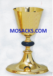 Chalice and Paten - Gold Plated Chalice measures 8" High and 3-3/4" dia. Cup with 12 oz. cap. Base is 5-1/2" and Paten is 5-1/2" 14-K206  Free Shipping