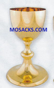Chalice - Gold Plated Chalice 14-K4108 3/8"H., 4" dia. Cup, 5 1/2" base. 16 oz. cap 14-K410  Free Shipping