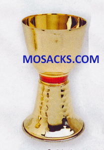 Chalice - Gold Plated Chalice with Red Nodes is 6-1/2" H, 3-5/8" dia. Cup, 8 oz. cap. 14-K719 FREE SHIPPING