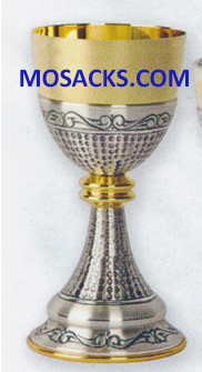 Chalice - Gold Plated and Silver 8" H, 4" dia. Cup, 12 oz. cap. 14-K913 FREE SHIPPING