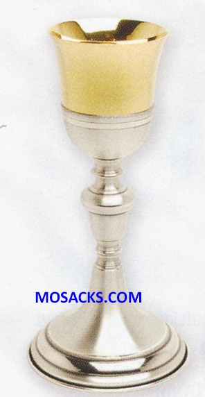 Chalice - Gold and Silver plated Chalice K919 measures 9-1/4" High and 3" diameter Cup with 4 Ounce Capacity and 4-1/2" Base