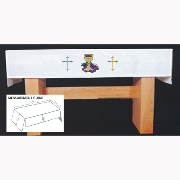 Washable Fitted Altar Cloth with Chalice Grape and Crosses design -SL9408