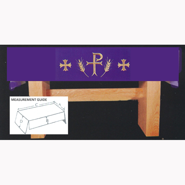 Washable Fitted Altar Cloth with Chi Rho Wheat and Cross Fleury design -SL9407 