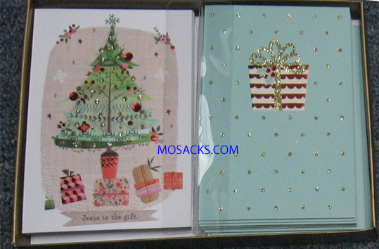 Christmas Tree 2 Design Boxed Christmas Cards 217-60661 includes 24 cards and envelopes