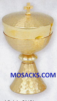 Ciborium - Gold Plated Ciborium is 7" High and 3-7/8" diameter Cup with 150 host capacity 14-K199  ?FREE SHIPPING