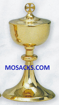 Ciborium - Gold Plated Ciborium is 9" High and 4" diameter Cup with 300 host capacity 14-K2441  FREE SHIPPING