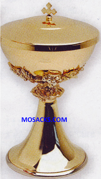 Ciborium -Gold Plated Ciborium measures 7-3/4" high with a 4" Base and 4-1/2" diameter cup and has a 175 host capacity