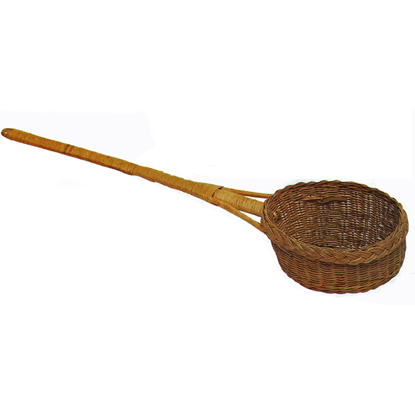 Collection Basket Offertory Basket With Handle Round - 454H, hand-made of round reed Offertory Basket With 30" Handle 12" Round x 4" Deep -454H