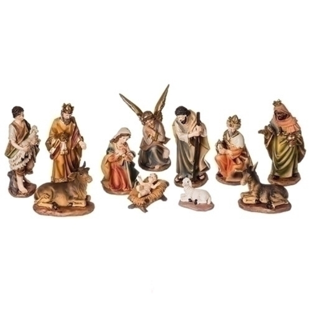 Color-Washed Nativity Set 11-pc set. 6"H. Resin. Box. (1/6)