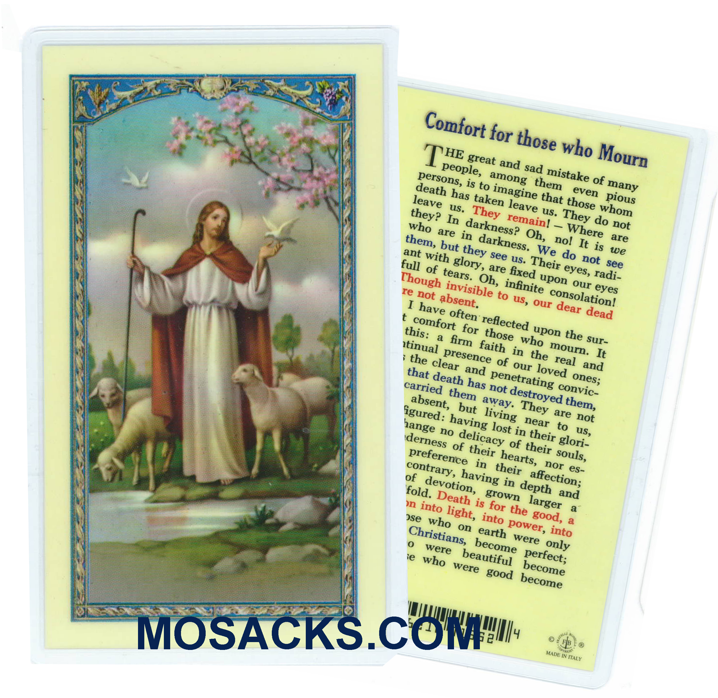 Comfort For Those Who Mourn Laminated Holy Card-800-352, Good Shepherd Memorial Holy Card