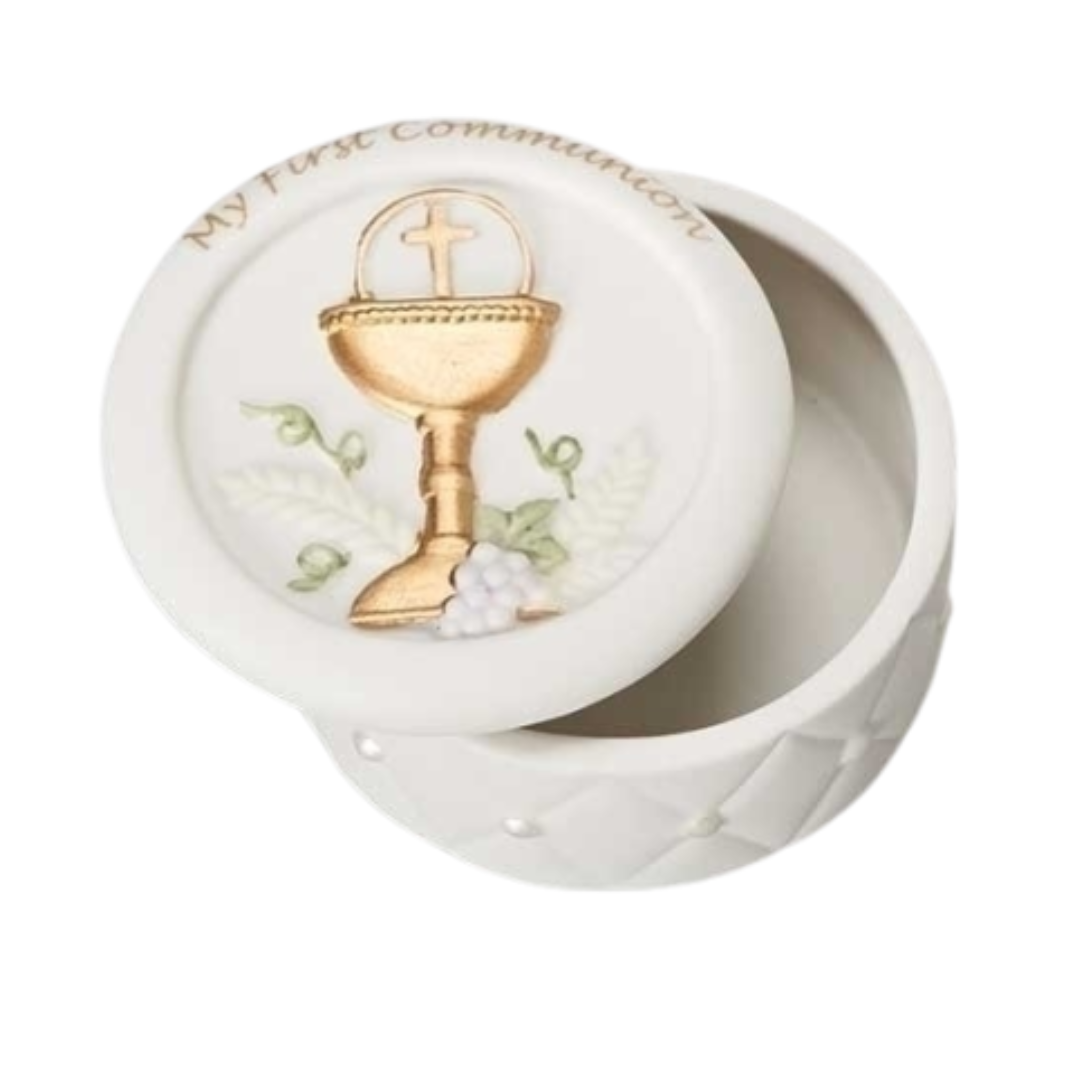 First Communion Chalice Porcelain Keepsake Box 