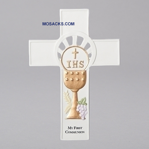 My First Communion Wall Cross 29104 in Porcelain has Chalice, Host ...