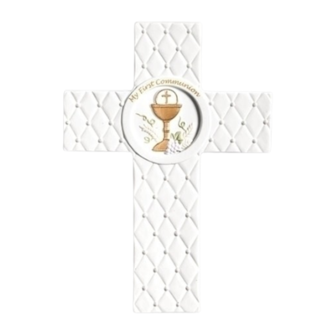 First Communion Chalice Porcelain 8.25" Wall Cross 46087