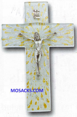 Glass 7 Inch Crucifix with Pewter Corpus 12-41P-7SC1