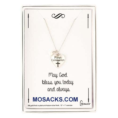 Communion Necklace with Heart charm in Silver 20-12776