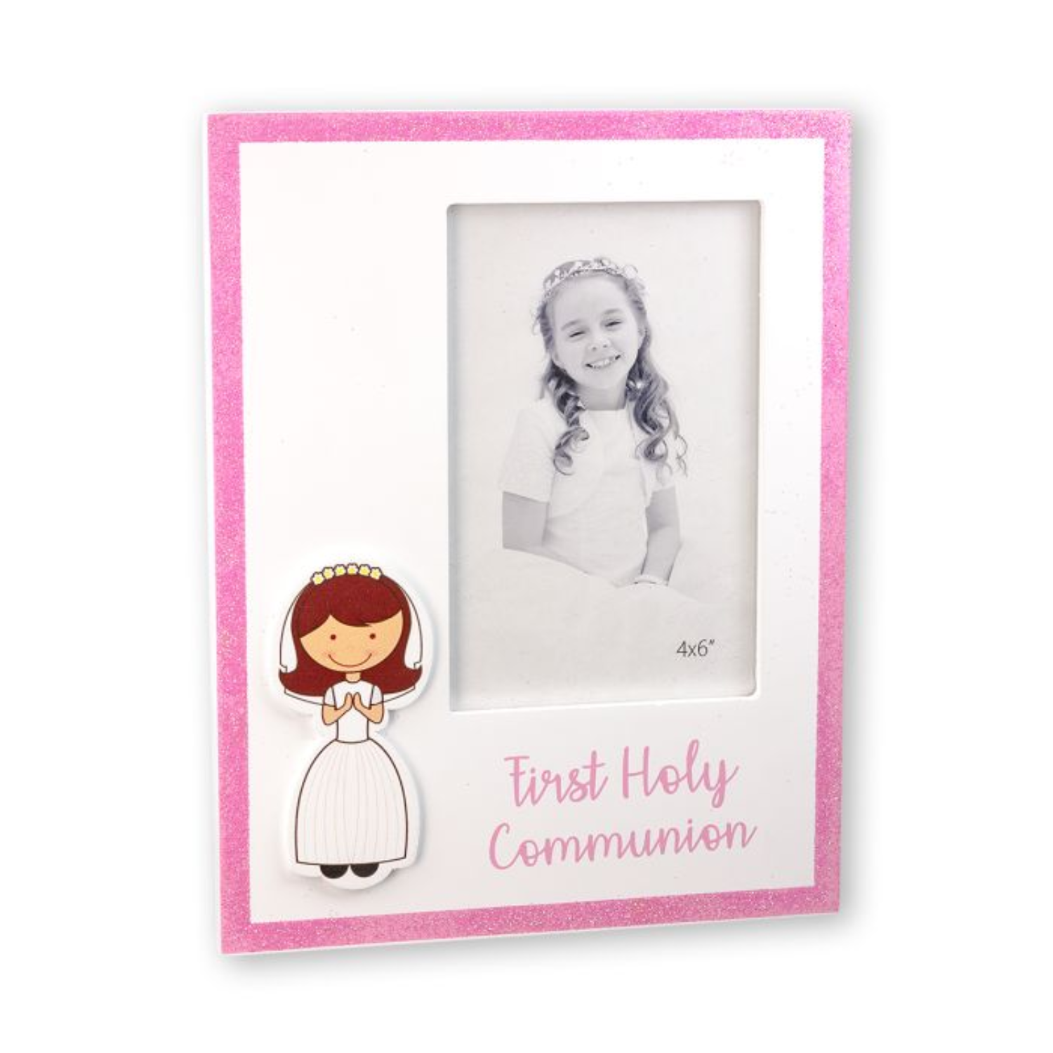 First Communion 7" x 9" Glitter Photo Frame Girl 5978