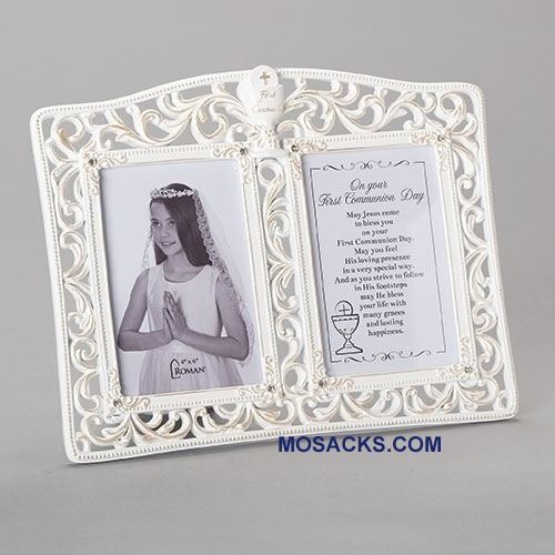 First Communion 4" x 6" Photos Double Frame Resin-Stone 20266