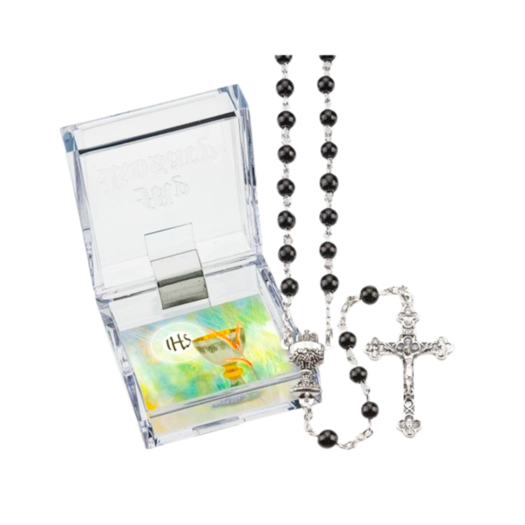 Communion Rosary 5mm Glass Bead (Black)