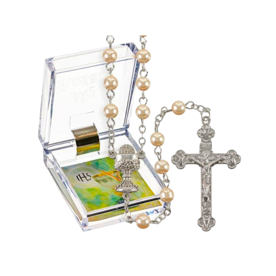Communion Rosary 5mm Imitation Pearl Bead 