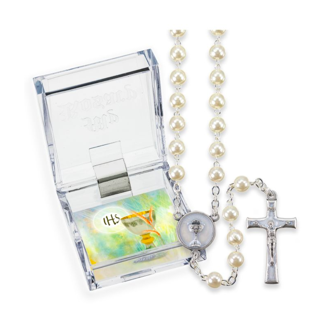 Communion Rosary 5mm White Pearlized Bead 