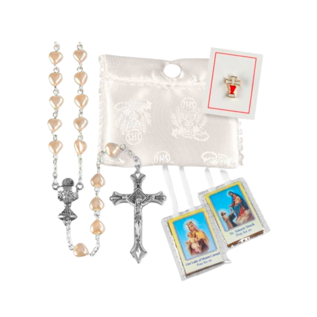 Communion Rosary Pin Scapular Set (Girl)
