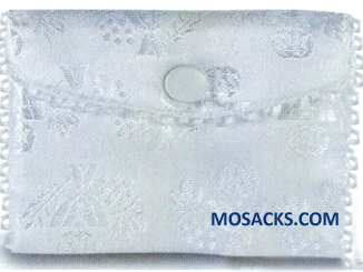 Communion White Satin Embroidered Rosary Case 12-1668C