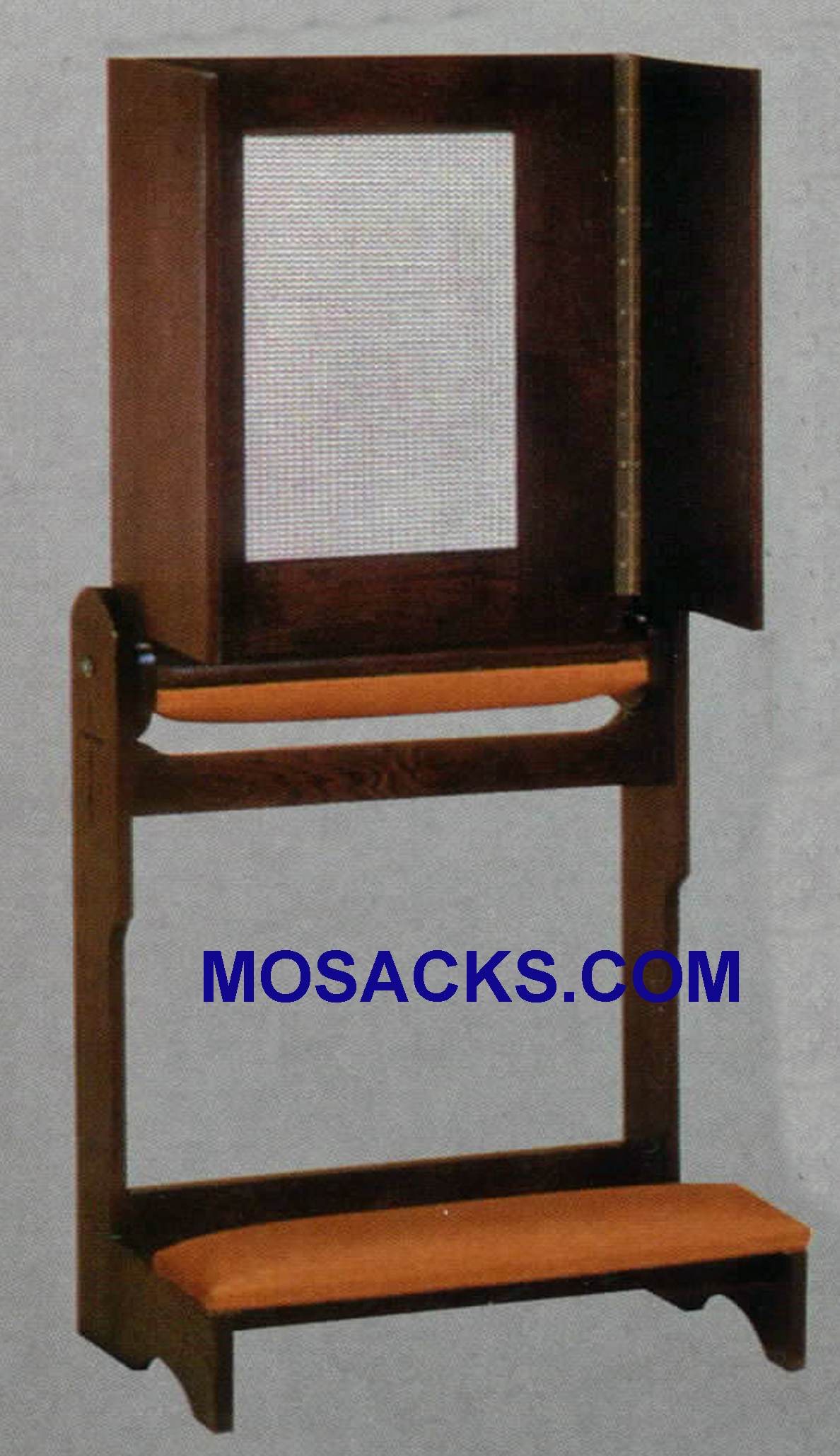 Confessional Prie Dieu w/wood armrest& mesh screen 30" w x 21" d 59 h 40-2600
