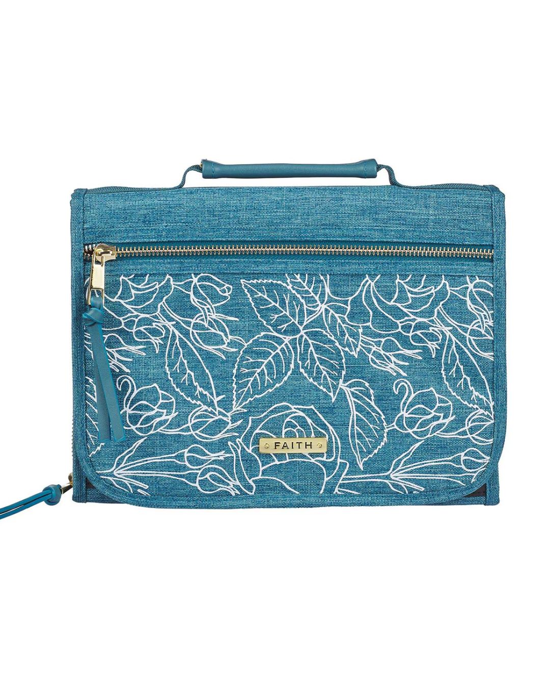 Faith Teal Tri-fold Organizer Bible Cover