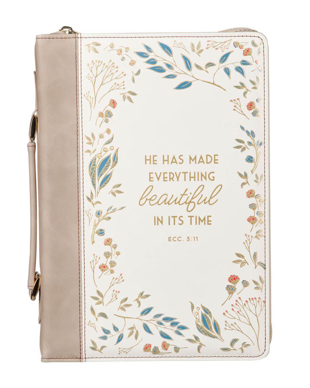 Everything Beautiful Taupe Faux Leather Bible Cover - Ecclesiastes 3:11