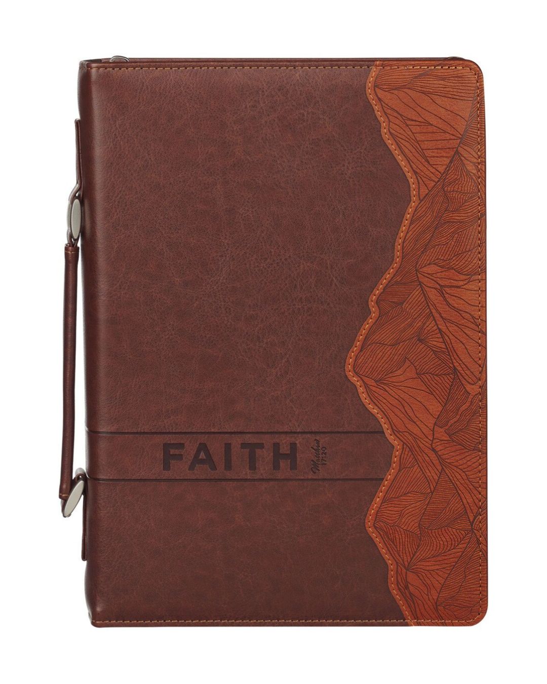 Faith Burnt Chestnut Brown Faux Leather Classic Bible Cover - Matthew 17:20