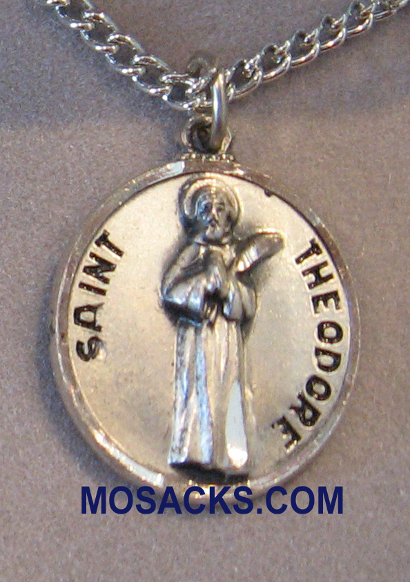 St.Theodore Sterling Silver Medal 3/4" SS727/50